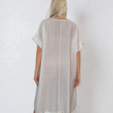 Rochie stil A cu dungi alb 