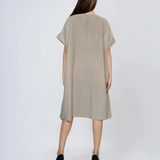 Rochie stil A cu dungi crem 