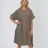 Rochie stil A cu dungi grej 