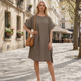 Rochie stil A cu dungi grej 