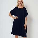 Rochie stil A cu dungi negru 
