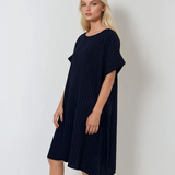 Rochie stil A cu dungi negru 