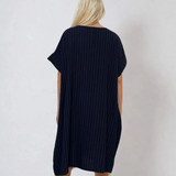 Rochie stil A cu dungi negru 