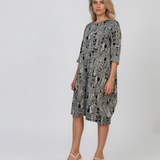 Rochie stil balon cu buzunare negru PN079