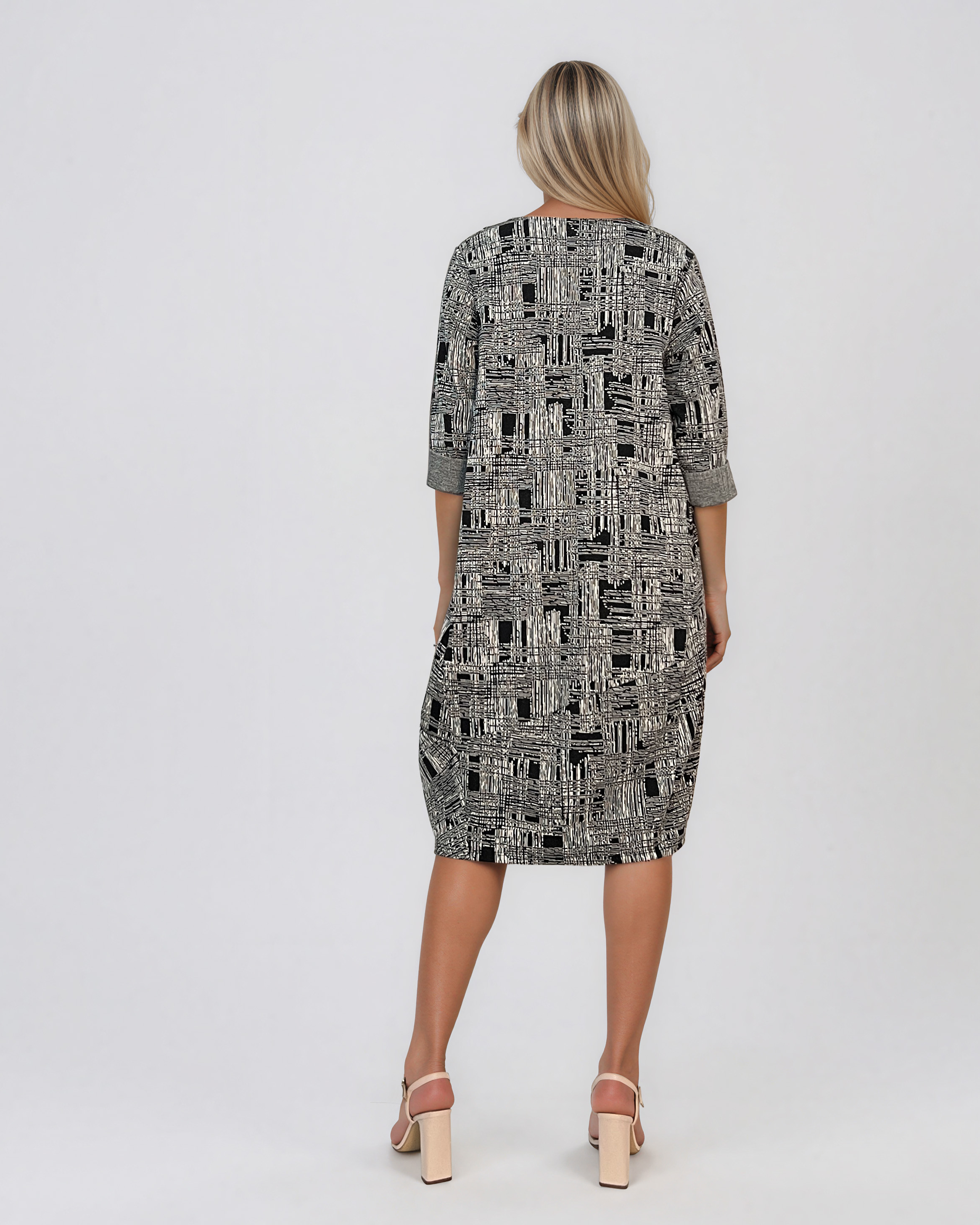 Rochie stil balon cu buzunare negru PN079