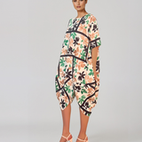 Rochie stil balon cu buzunare și print negru PR909