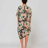 Rochie stil balon cu buzunare și print negru PR909