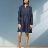 Rochie stil cămașă din denim bleumarin 