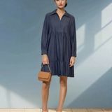 Rochie stil cămașă din denim bleumarin 