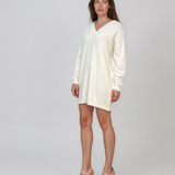 Rochie tip pulover cu decolteu în V alb HL246