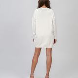 Rochie tip pulover cu decolteu în V alb HL246