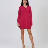 Rochie tip pulover cu decolteu în V ciclam HL246