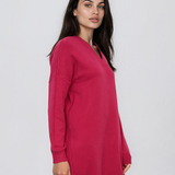 Rochie tip pulover cu decolteu în V ciclam HL246