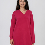 Rochie tip pulover cu decolteu în V ciclam HL246
