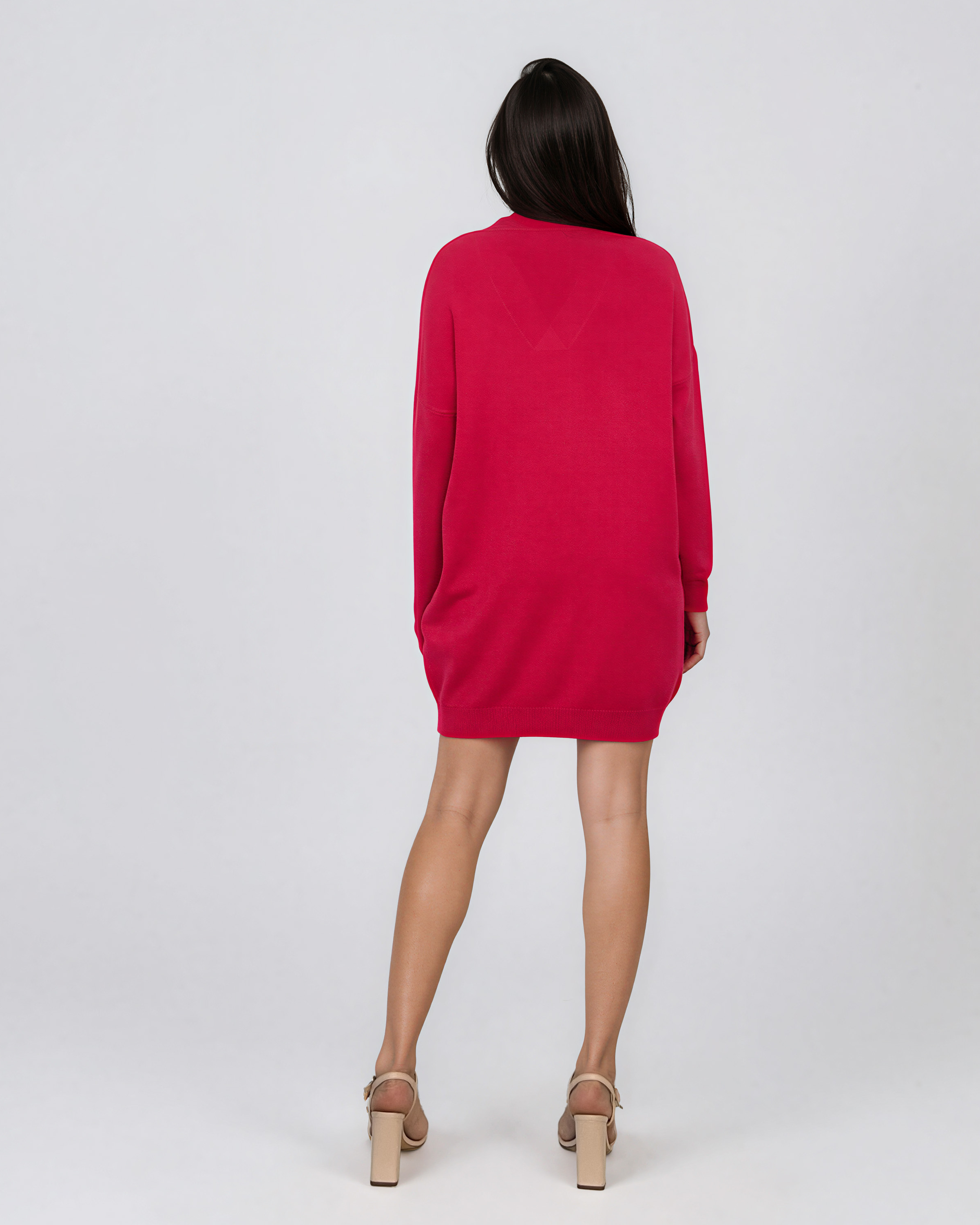 Rochie tip pulover cu decolteu în V ciclam HL246