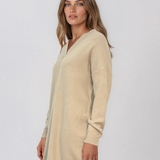 Rochie tip pulover cu decolteu în V crem HL246