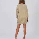 Rochie tip pulover cu decolteu în V crem HL246