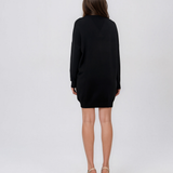 Rochie tip pulover cu decolteu în V negru HL246