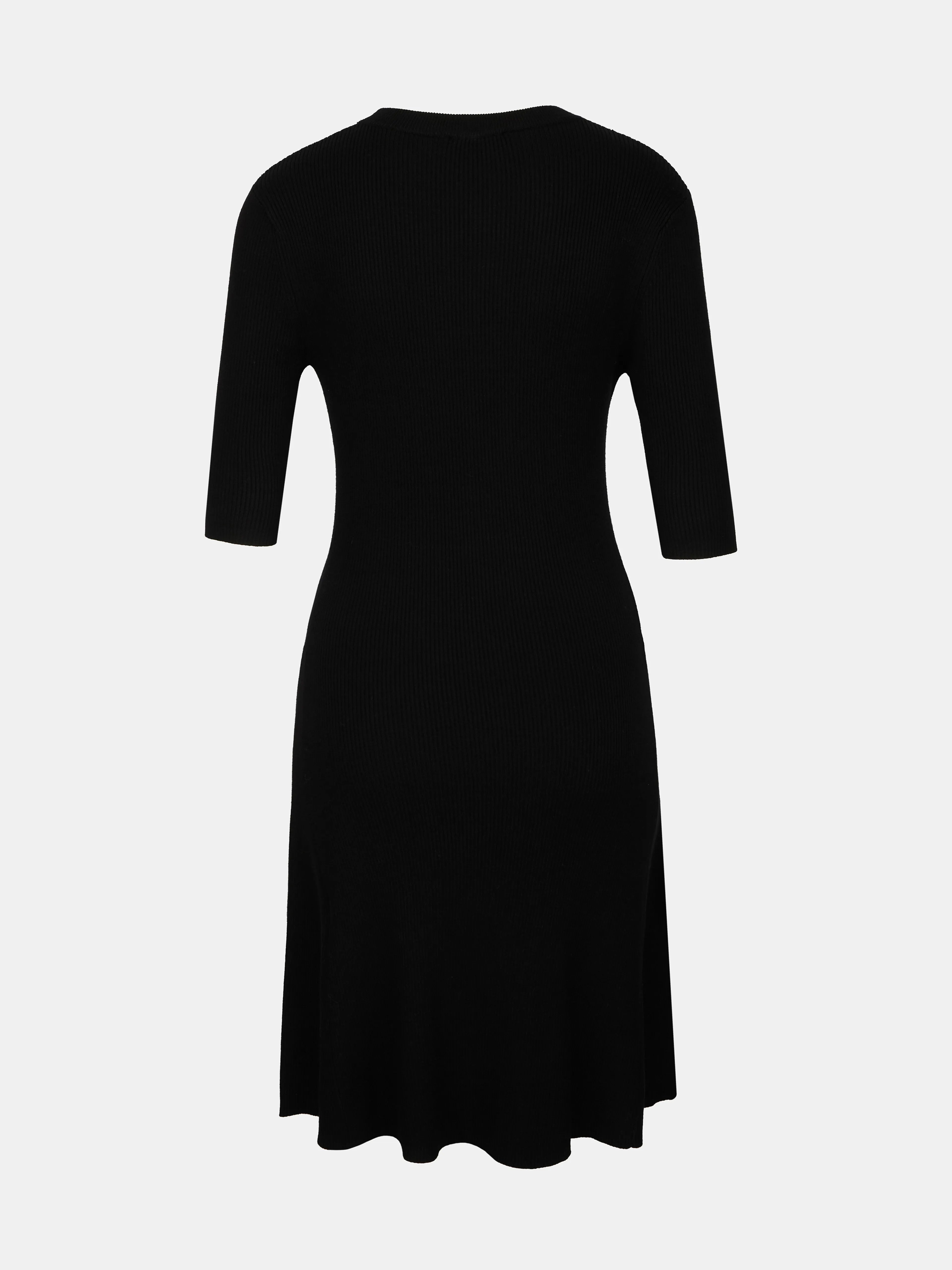 Rochie tricotată în formă de A cu mâneci trei sferturi neagră ORSAY negru ORS005