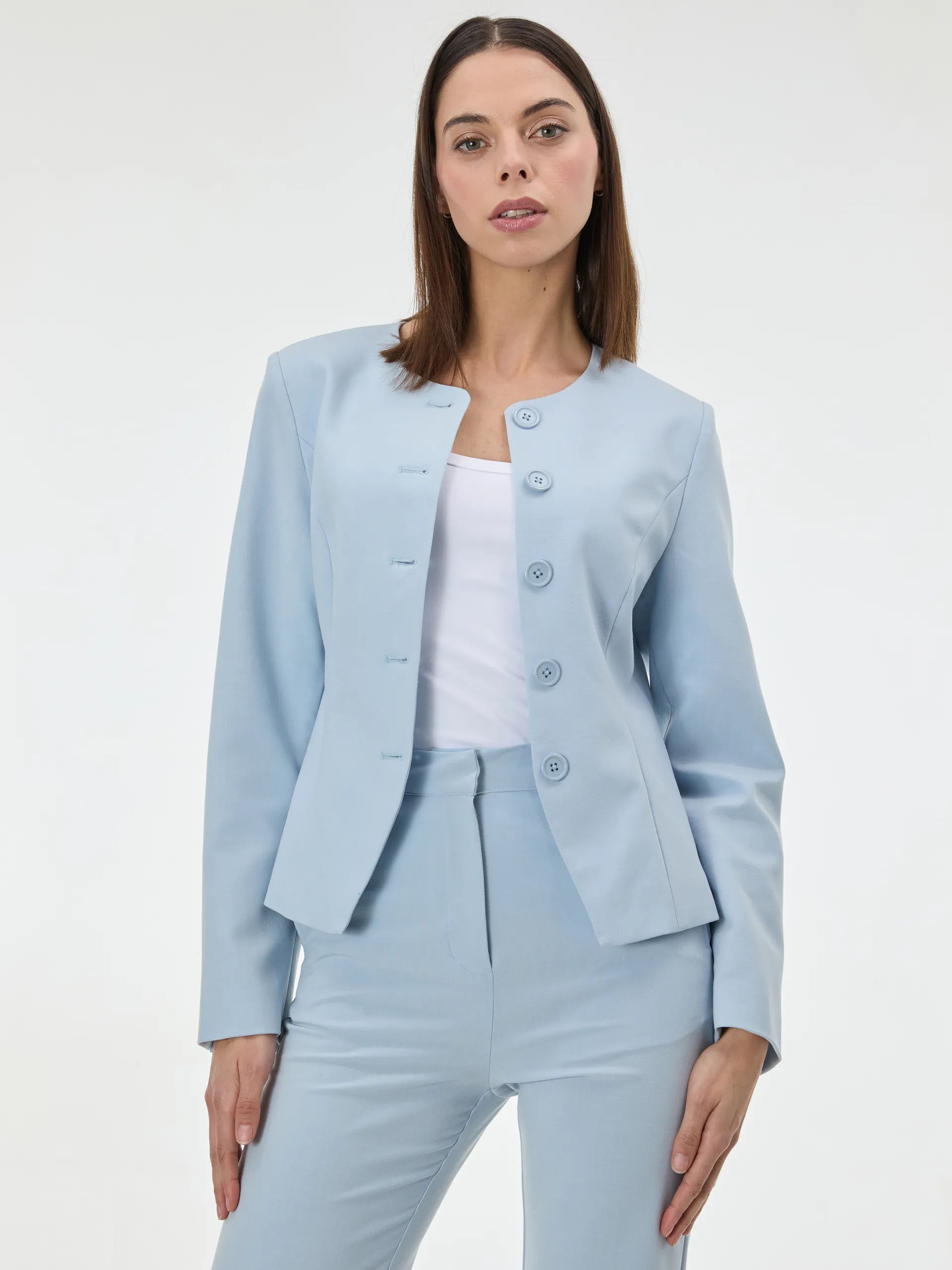 Sacou cambrat fără guler ORSAY bleu ORS021