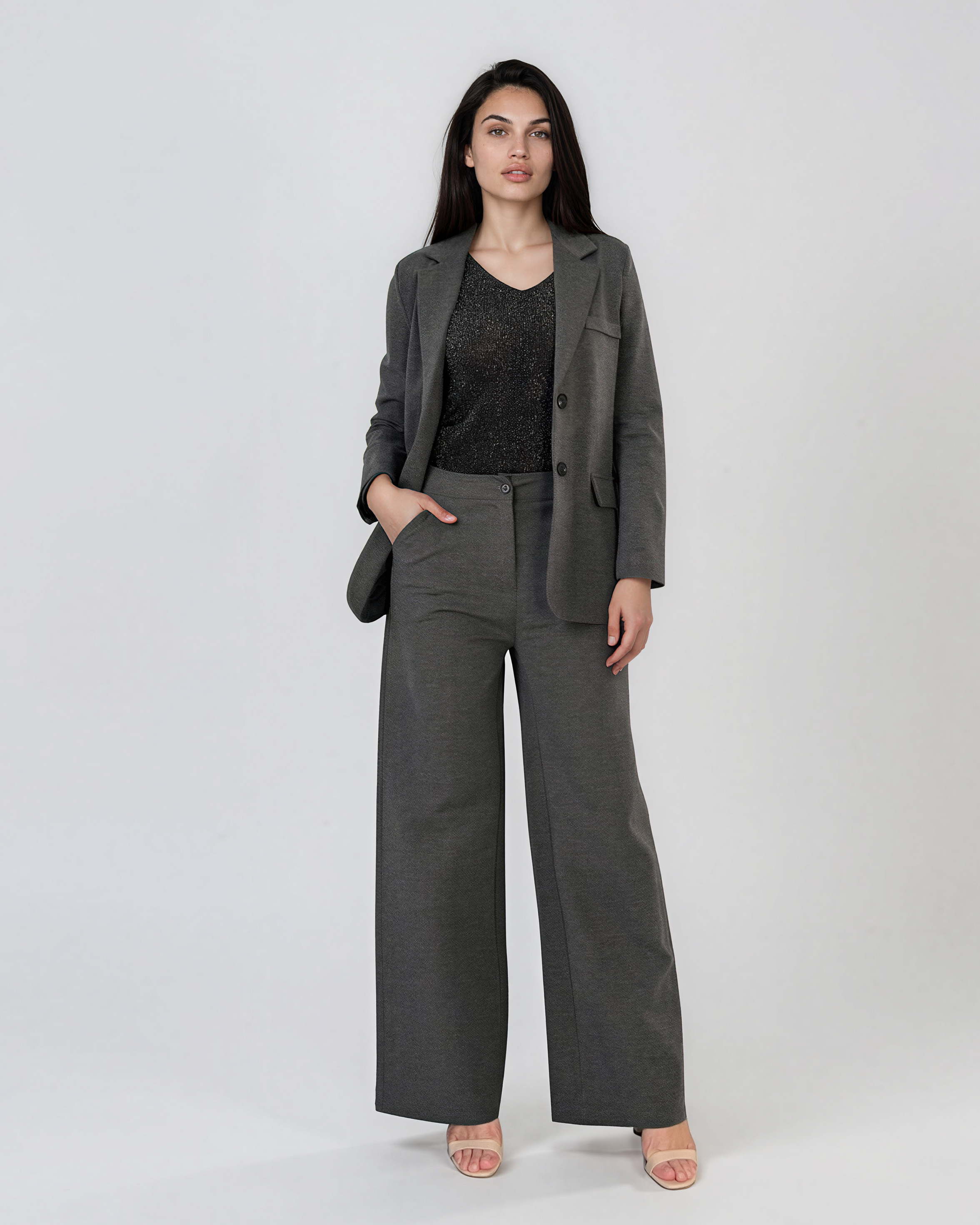 Sacou clasic cu 2 nasturi gri HL230