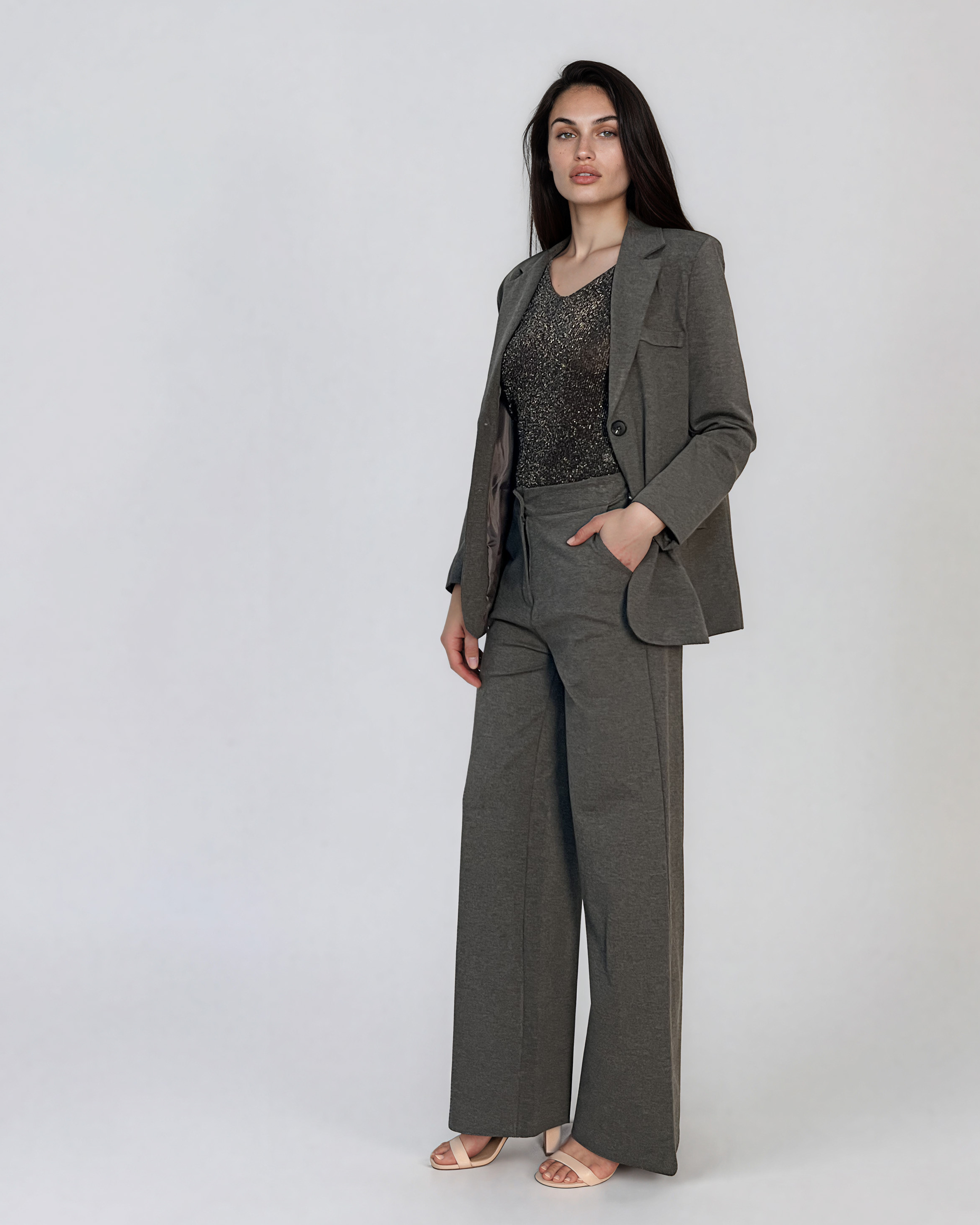 Sacou clasic cu 2 nasturi gri HL230