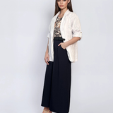Sacou din bumbac oversized cu broderie spartă florală alb 