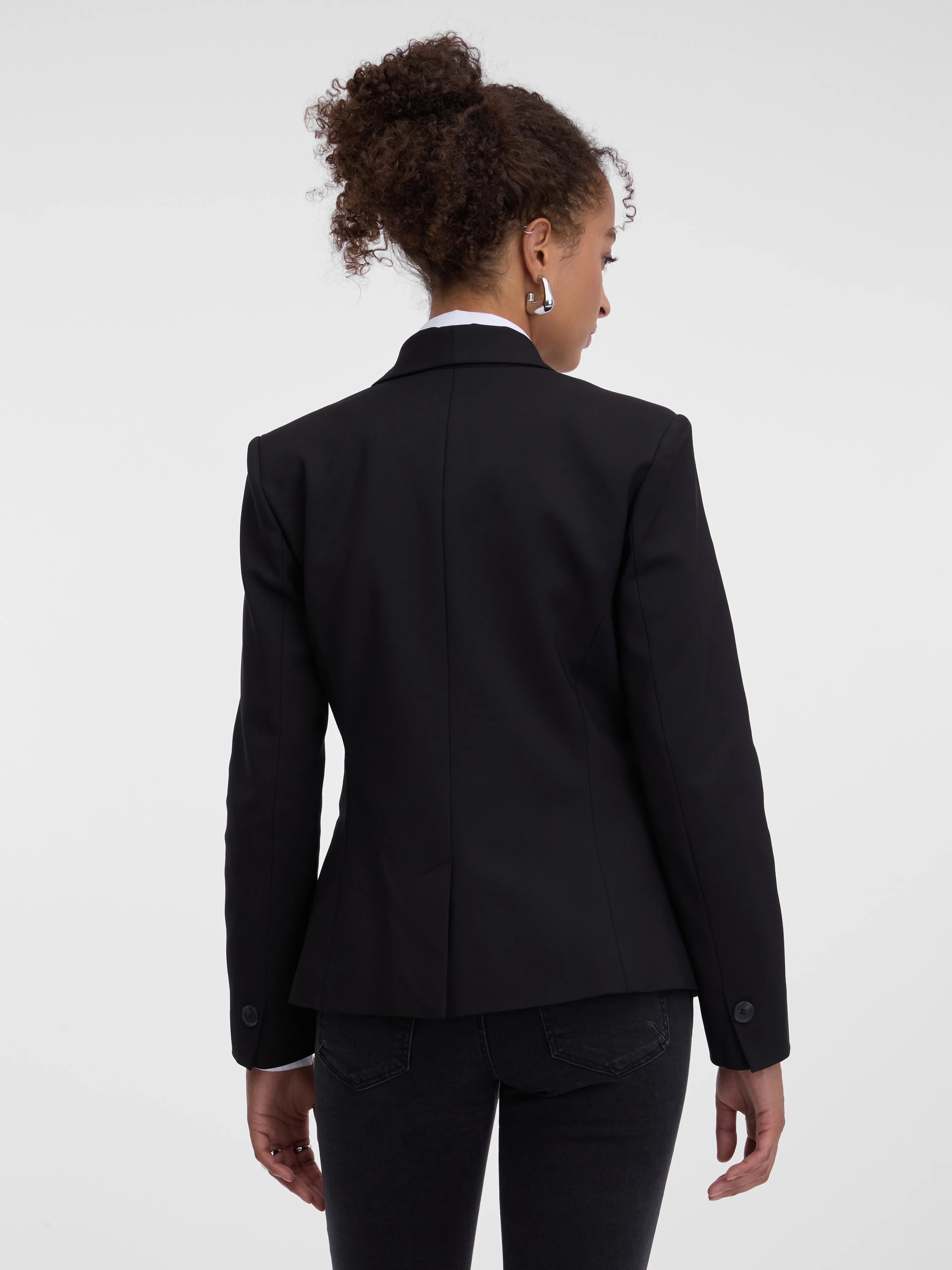 Sacou din mix de bumbac cu clapete la un nasture  ORSAY negru ORS006