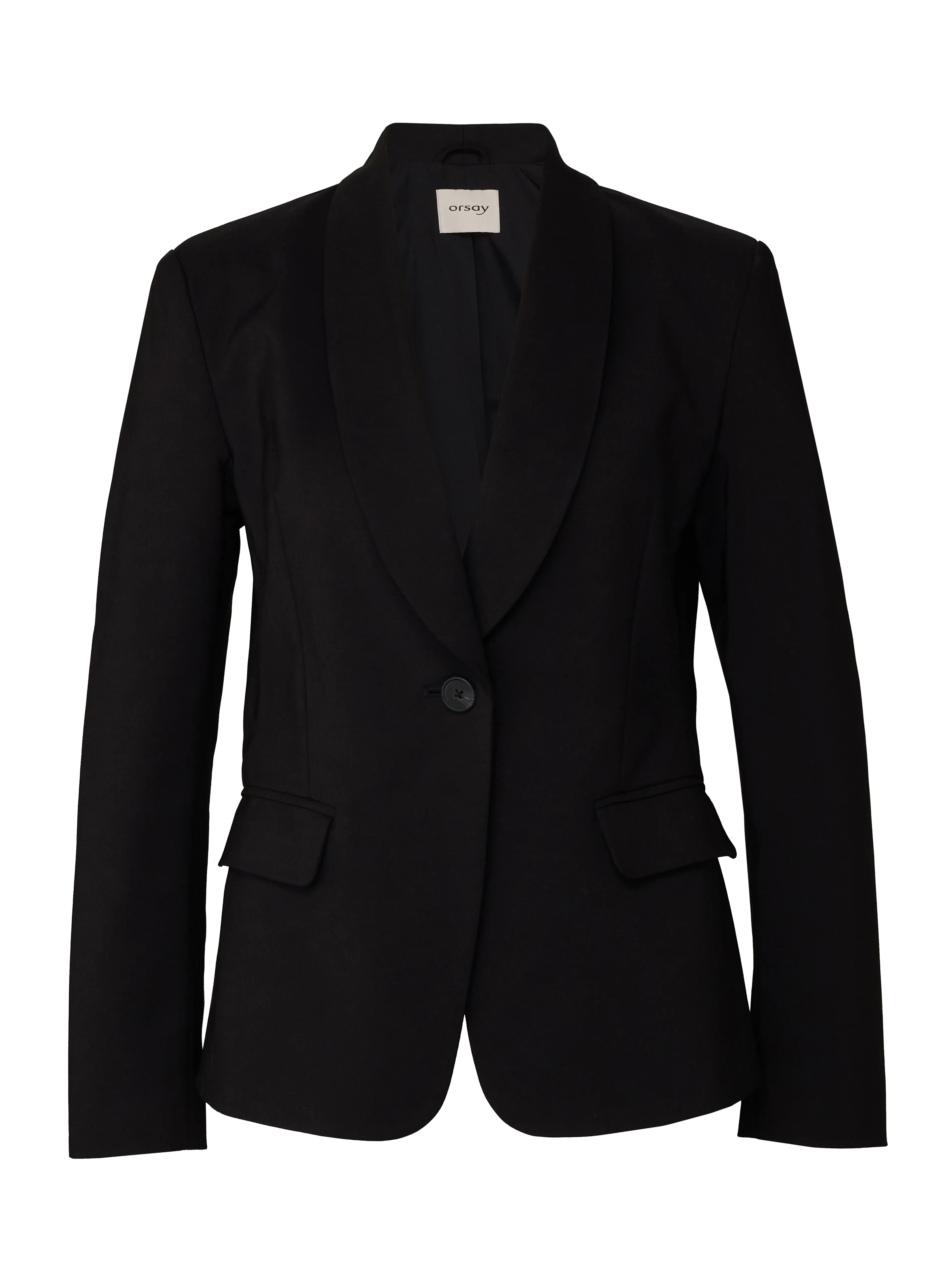 Sacou din mix de bumbac cu clapete la un nasture  ORSAY negru ORS006