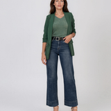 Sacou elegant cu mânecă încrețită și buzunar fals cu clapetă verde HL225