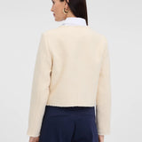 Sacou elegant fără revere cu mâneci lungi ORSAY crem ORS02
