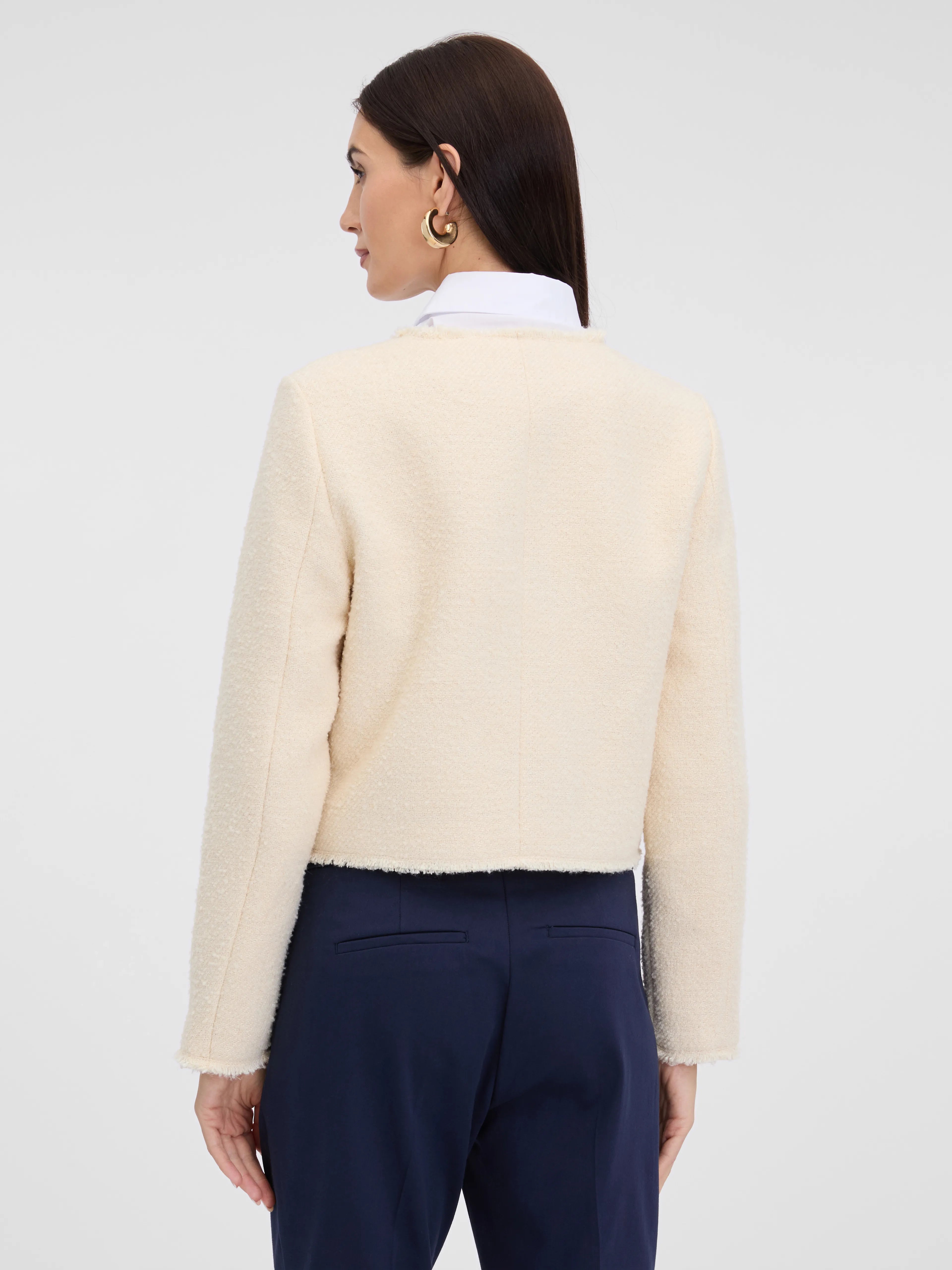 Sacou elegant fără revere cu mâneci lungi ORSAY crem ORS02