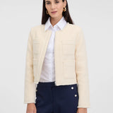 Sacou elegant fără revere cu mâneci lungi ORSAY crem ORS02