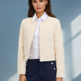 Sacou elegant fără revere cu mâneci lungi ORSAY crem ORS02