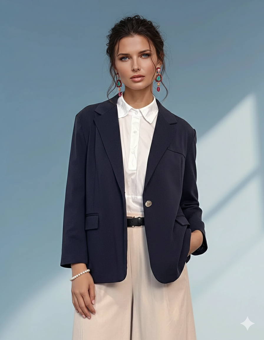 Sacou oversized damă navy 