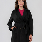 Trench cu aspect de piele întoarsă şi cordon negru HL243