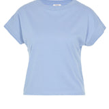 Tricou bumbac cu decolteu rotund și model perforat ORSAY bleu ORS029