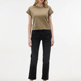 Tricou bumbac cu decolteu rotund și model perforat ORSAY kaki ORS029