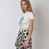 Tricou cu imprimeu floral cu paiete alb 
