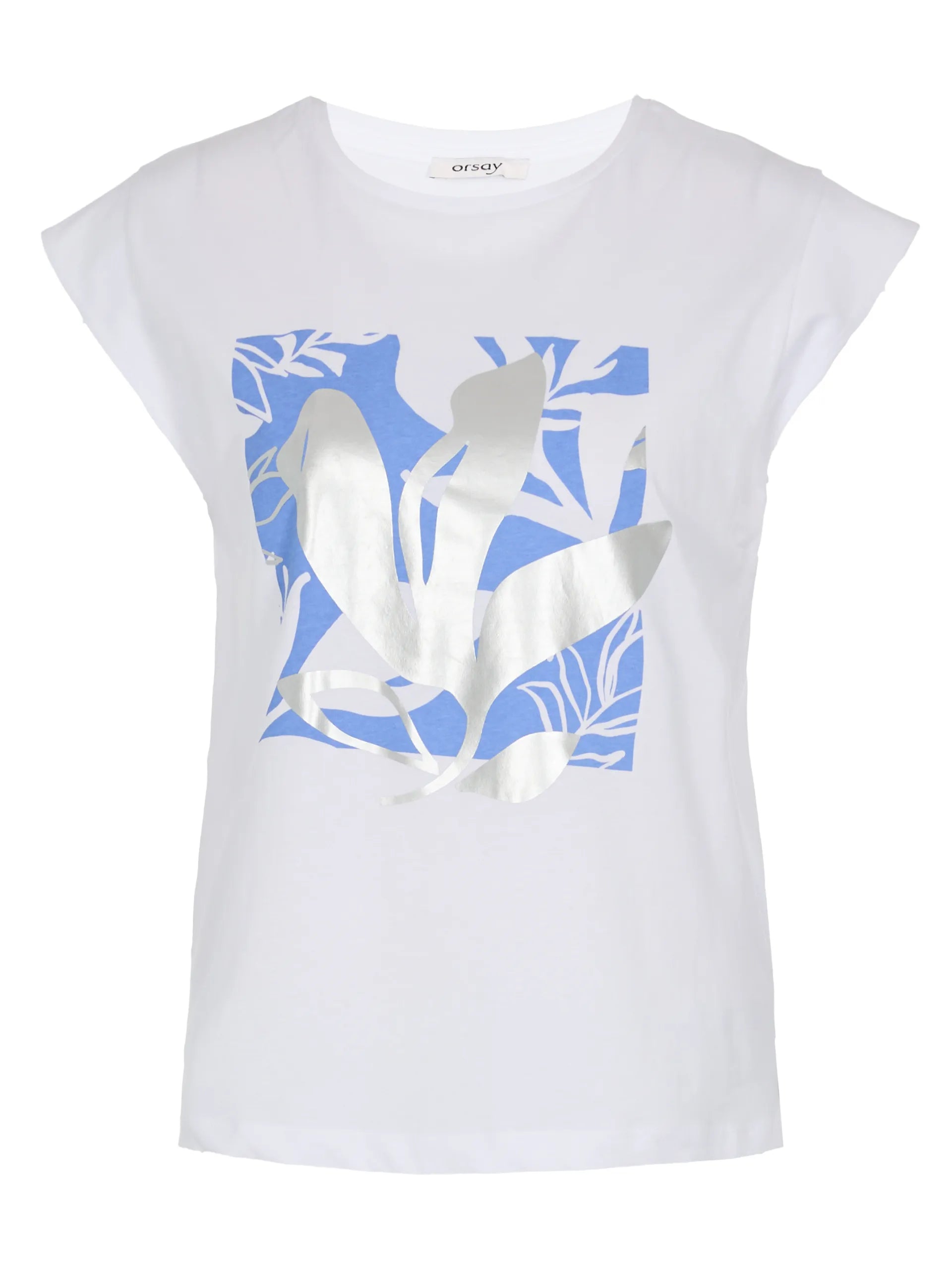 Tricou cu print frunze ORSAY alb ORS025