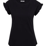 Tricou din bumbac cu volane la umeri ORSAY negru ORS014