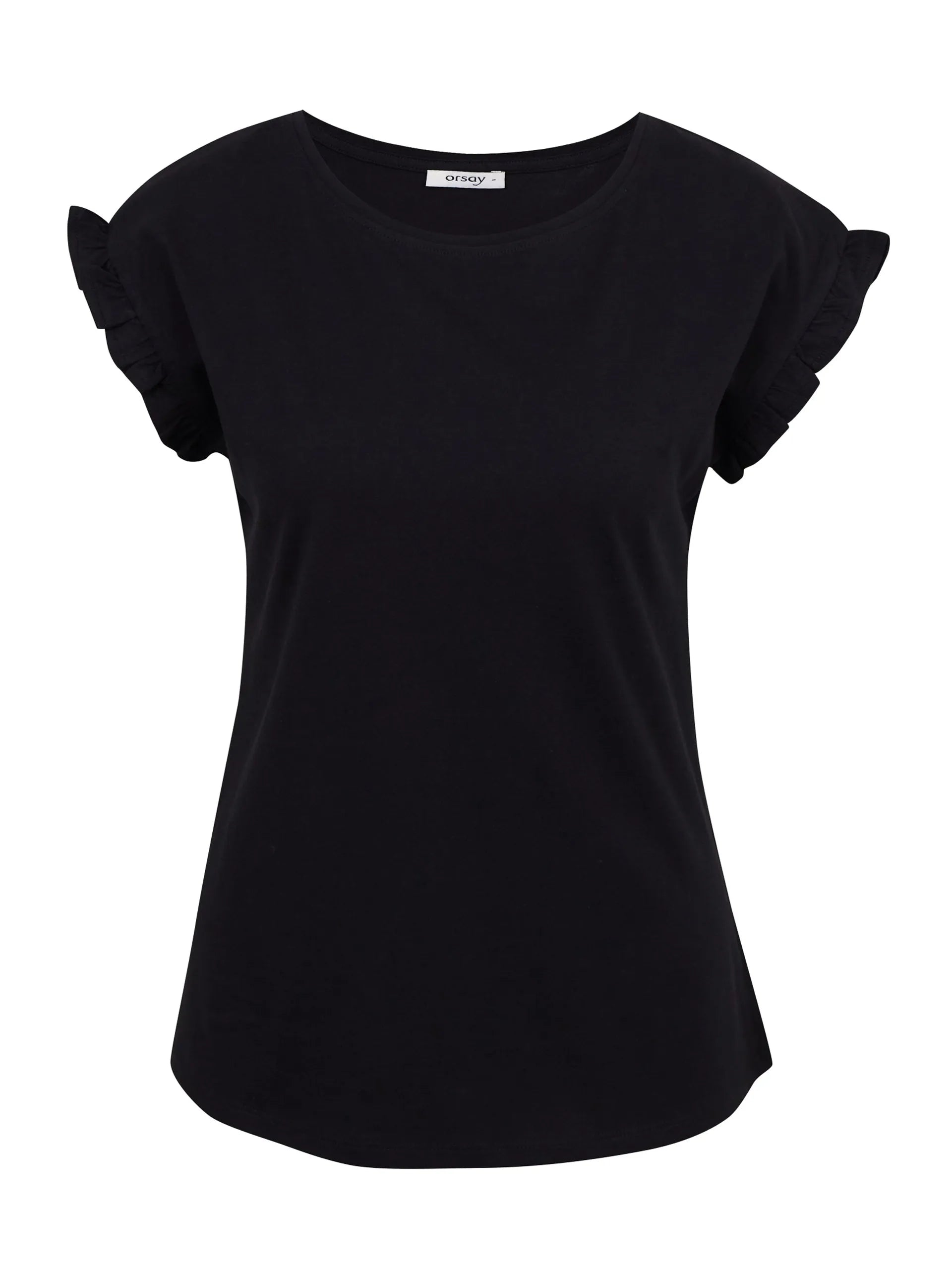 Tricou din bumbac cu volane la umeri ORSAY negru ORS014