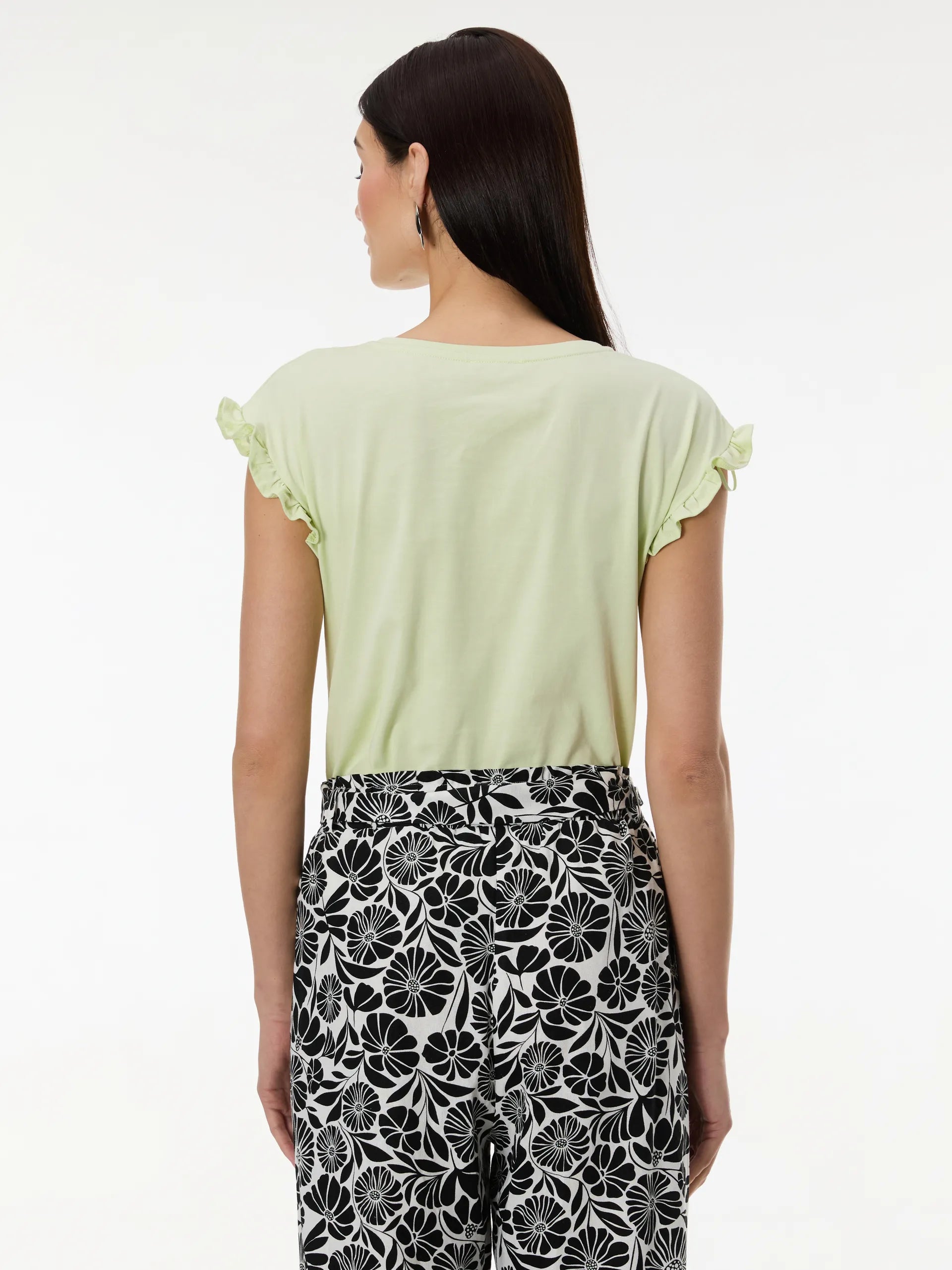 Tricou din bumbac cu volane la umeri ORSAY verde ORS014