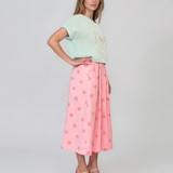 Tricou din in și bumbac cu print Beautiful aqua HL077