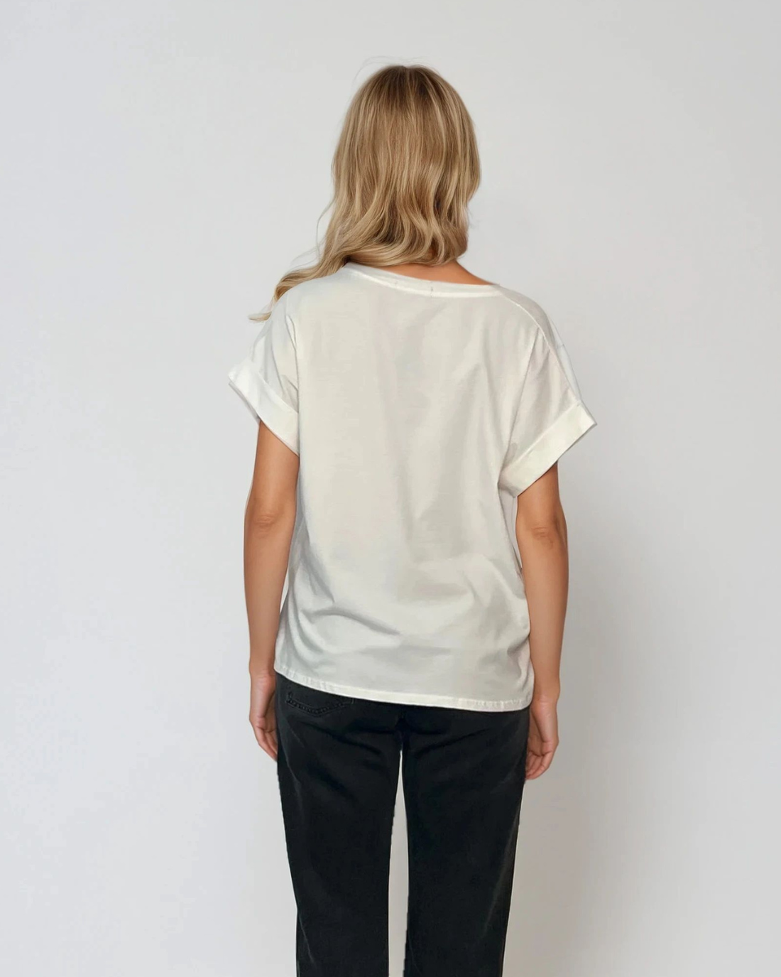 Tricou larg din bumbac cu print creangă cu lămâi alb 