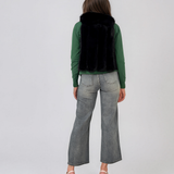 Vestă din piele ecologică cu blană artificială negru FG389