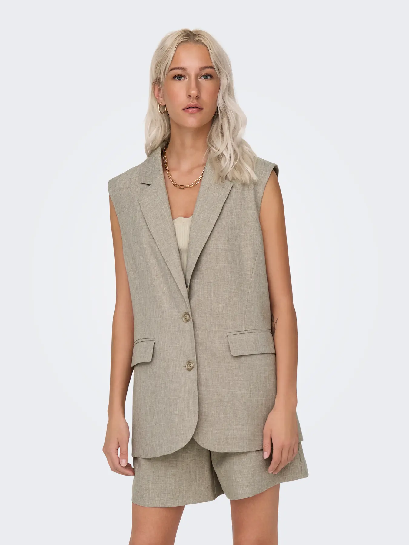 Vestă oversize cu croială de costum beige ONLY ON003