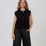 Vestă tricotată cu fermoar negru PN110